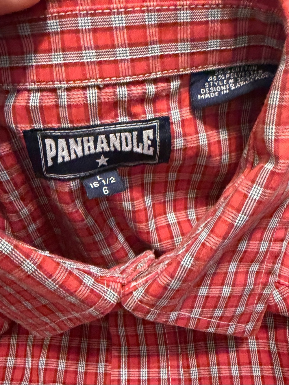 Panhandle Pearl Snap Red Plaid Western Button-Up Shirt Long Sleeve Cotton Men L - Picture 2 of 5